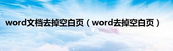 word文档去掉空白页（word去掉空白页）