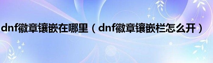 dnf徽章镶嵌在哪里（dnf徽章镶嵌栏怎么开）