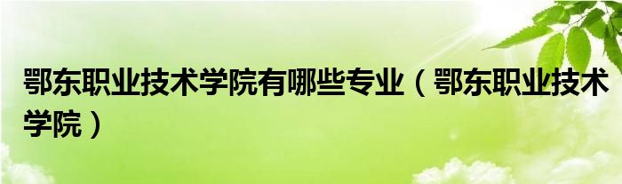 鄂东职业技术学院有哪些专业（鄂东职业技术学院）