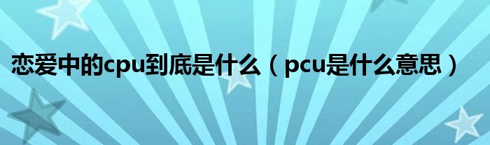 恋爱中的cpu到底是什么（pcu是什么意思）