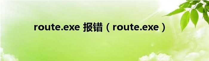 route.exe 报错（route.exe）