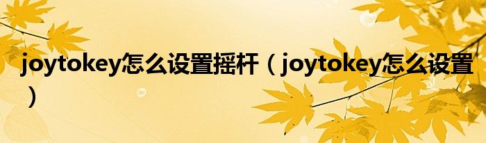 joytokey怎么设置摇杆（joytokey怎么设置）