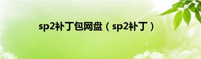 sp2补丁包网盘（sp2补丁）