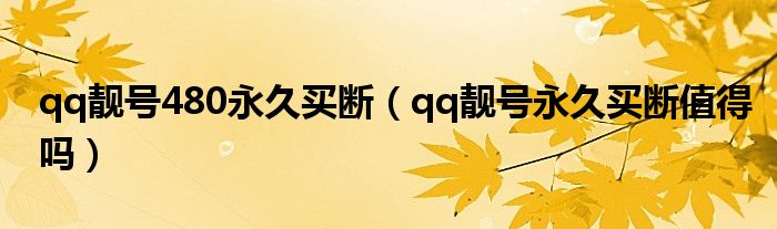 qq靓号480永久买断（qq靓号永久买断值得吗）