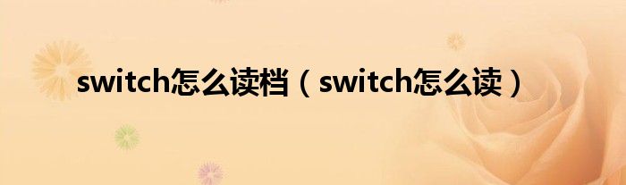 switch怎么读档（switch怎么读）