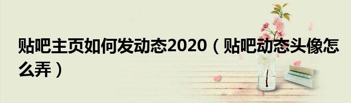 贴吧主页如何发动态2020（贴吧动态头像怎么弄）