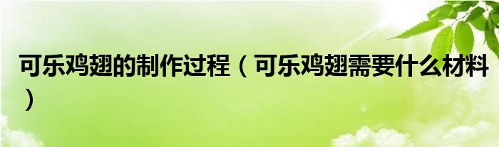 可乐鸡翅的制作过程（可乐鸡翅需要什么材料）