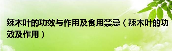 辣木叶的功效与作用及食用禁忌（辣木叶的功效及作用）