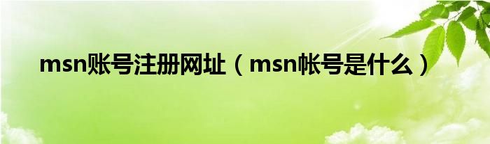 msn账号注册网址（msn帐号是什么）