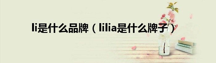 li是什么品牌（lilia是什么牌子）