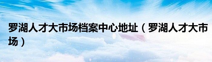 罗湖人才大市场档案中心地址（罗湖人才大市场）