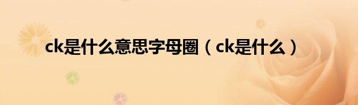 ck是什么意思字母圈（ck是什么）