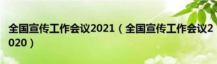 全国宣传工作会议2021（全国宣传工作会议2020）