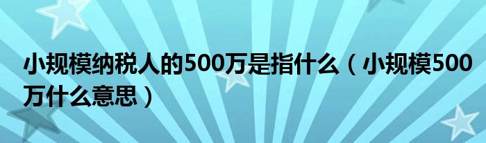 小规模纳税人的500万是指什么（小规模500万什么意思）