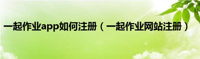 一起作业app如何注册（一起作业网站注册）