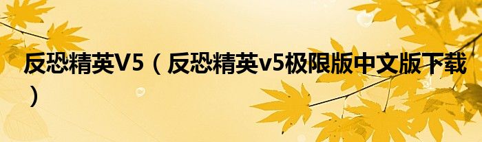 反恐精英V5（反恐精英v5极限版中文版下载）