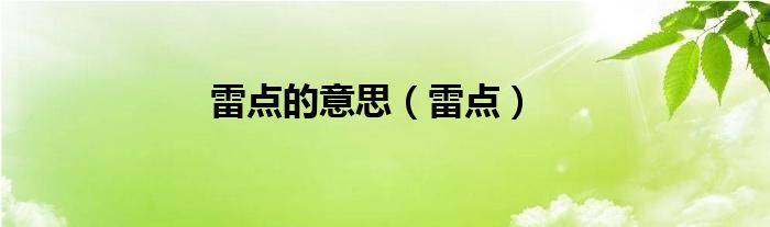 雷点的意思（雷点）