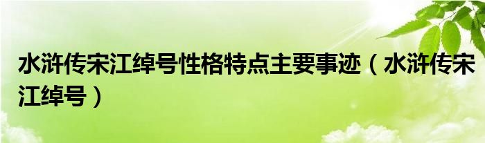 水浒传宋江绰号性格特点主要事迹（水浒传宋江绰号）