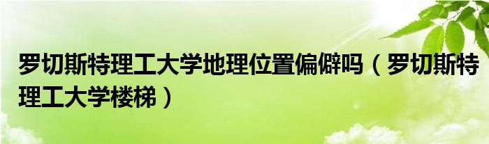 罗切斯特理工大学地理位置偏僻吗（罗切斯特理工大学楼梯）