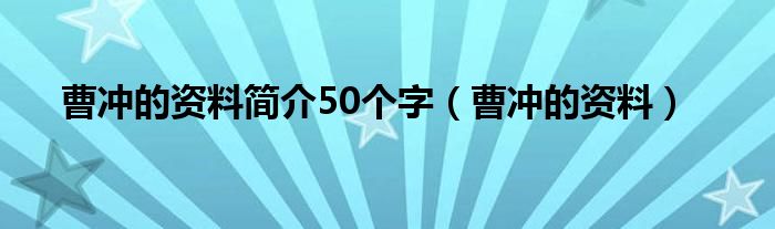 曹冲的资料简介50个字（曹冲的资料）