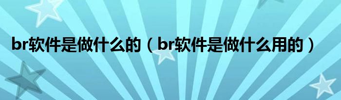 br软件是做什么的（br软件是做什么用的）