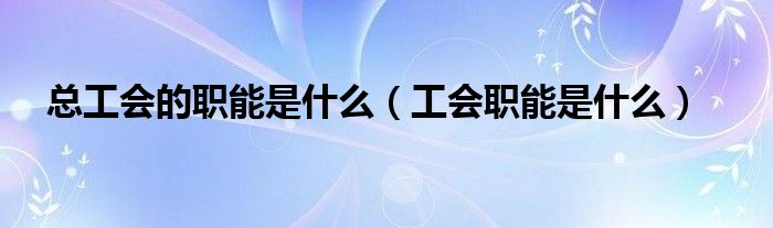 总工会的职能是什么（工会职能是什么）