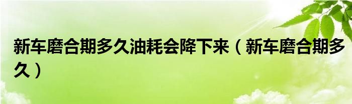 新车磨合期多久油耗会降下来（新车磨合期多久）