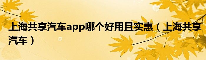 上海共享汽车app哪个好用且实惠（上海共享汽车）