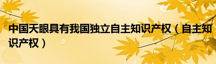 中国天眼具有我国独立自主知识产权（自主知识产权）