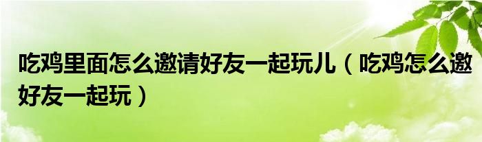 吃鸡里面怎么邀请好友一起玩儿（吃鸡怎么邀好友一起玩）