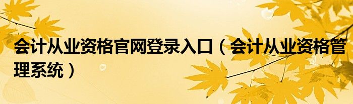 会计从业资格官网登录入口（会计从业资格管理系统）