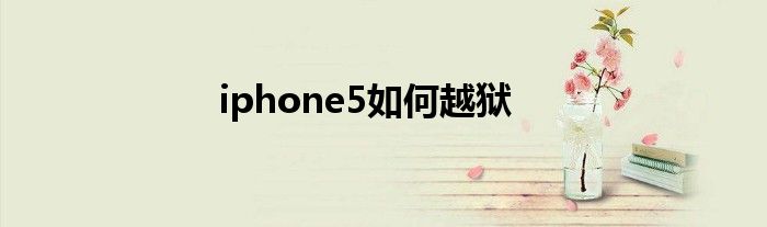 iphone5如何越狱