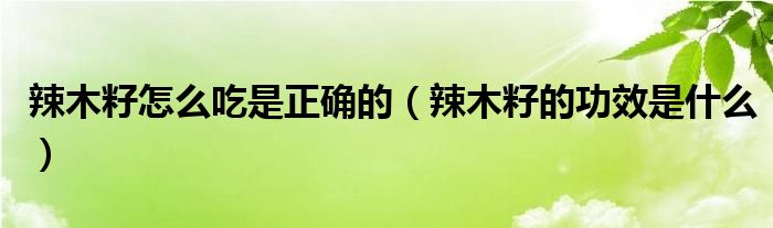 辣木籽怎么吃是正确的（辣木籽的功效是什么）