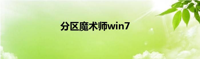 分区魔术师win7