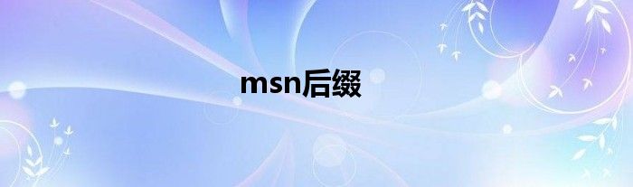 msn后缀