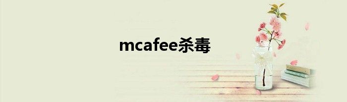 mcafee杀毒