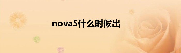 nova5什么时候出