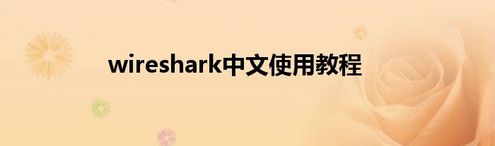 wireshark中文使用教程