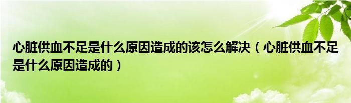 心脏供血不足是什么原因造成的该怎么解决（心脏供血不足是什么原因造成的）