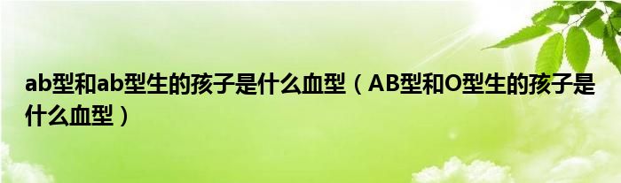 ab型和ab型生的孩子是什么血型（AB型和O型生的孩子是什么血型）