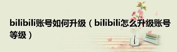 bilibili账号如何升级（bilibili怎么升级账号等级）