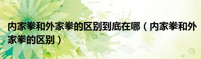 内家拳和外家拳的区别到底在哪（内家拳和外家拳的区别）