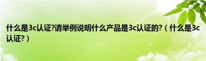 什么是3c认证?请举例说明什么产品是3c认证的?（什么是3c认证?）