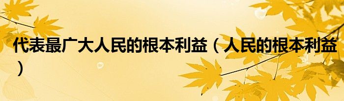 代表最广大人民的根本利益（人民的根本利益）