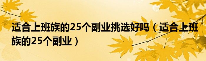 适合上班族的25个副业挑选好吗（适合上班族的25个副业）