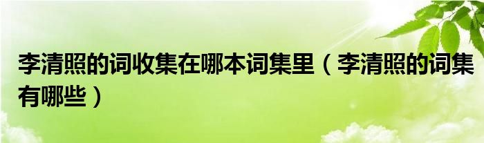 李清照的词收集在哪本词集里（李清照的词集有哪些）