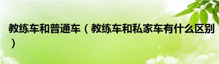 教练车和普通车（教练车和私家车有什么区别）