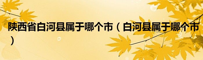 陕西省白河县属于哪个市（白河县属于哪个市）