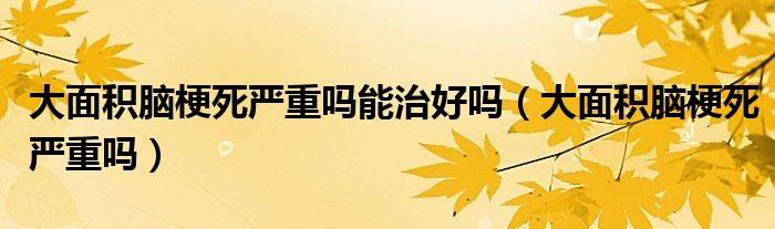 大面积脑梗死严重吗能治好吗（大面积脑梗死严重吗）