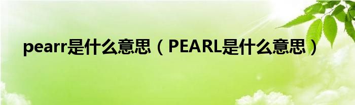 pearr是什么意思（PEARL是什么意思）